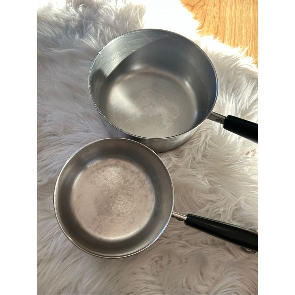 Revere ware Pots Copper Clad Stainless Steel Rome NY 1801 Vtg 1 qt & 2qt